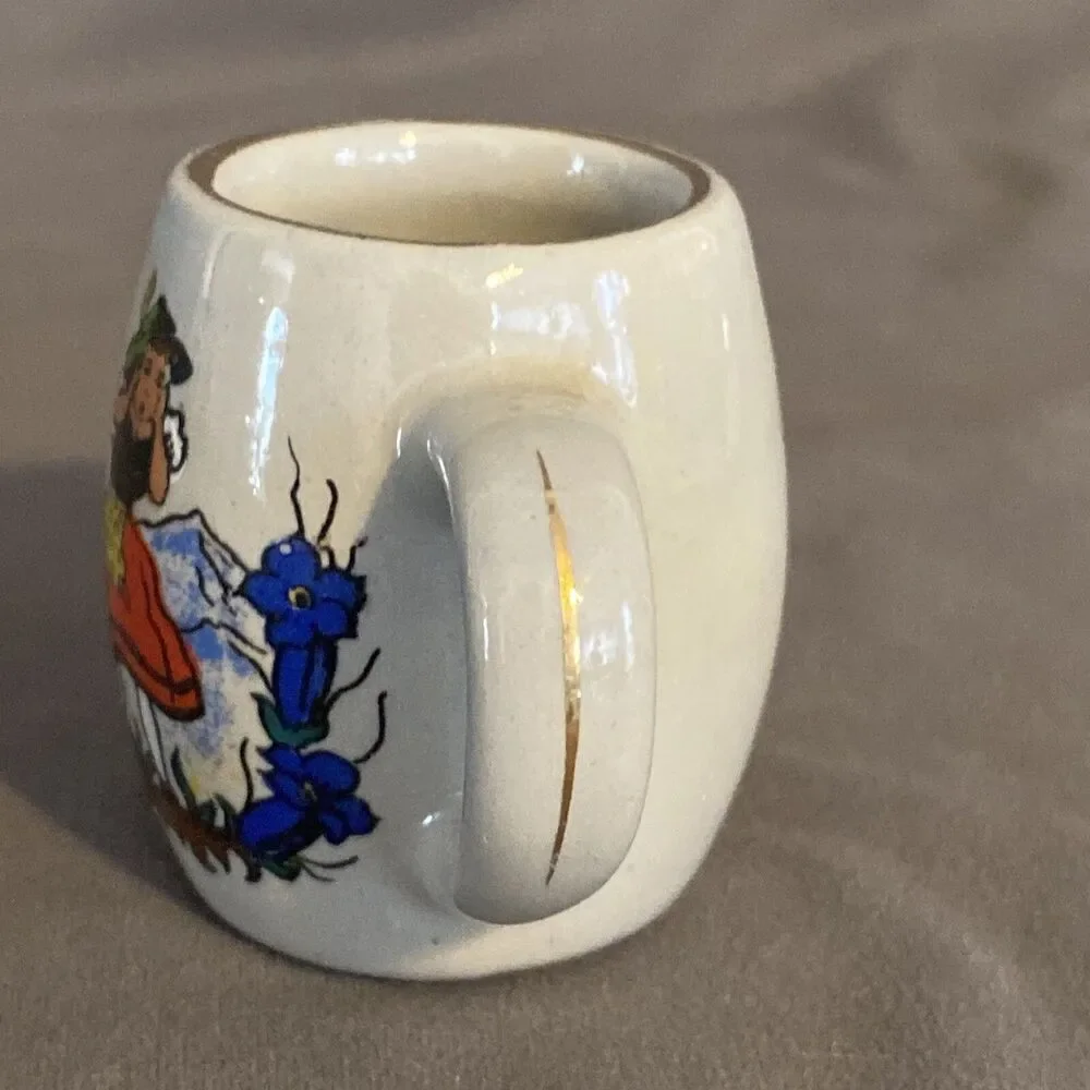 West Germany Stoneware Shot Glass Stein Mug With Handle Miniature Vintage Flute